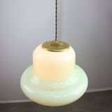 Mid-Century Italian Brass and Green Glass Pendant Lamp, 1960s