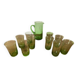 Service d'orangeade vintage en verre vert