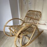 Vintage Rattan Rocking Chair for Children - 1960s