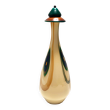 Beige Encased and Hand-blown Glass Decanter Bottle, Italy