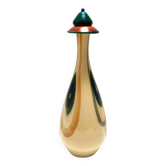 Beige Encased and Hand-blown Glass Decanter Bottle, Italy