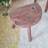 Pair of vintage brutalist tripod stools - folk art