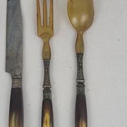 Art Deco serving cutlery with horn handle