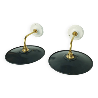 Antique enamelled sheet metal wall lights