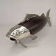 Italian Tre Spade Fish Shaped Rose Wood & Silverplate Pepper Mill or Grinde