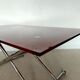 Table relevable vintage verre rouge et chrome-design 1970/1980
