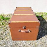Large vintage arched travel storage trunk