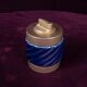 Tommaso Barbi Blue Glazed Ceramic and Brass-Toned Metal Table Lighter, 1970