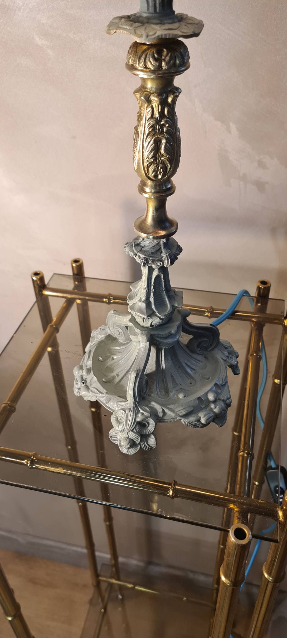 lamp, modernism, bronze, brass, metal, art nouveau 47x15 elec ok