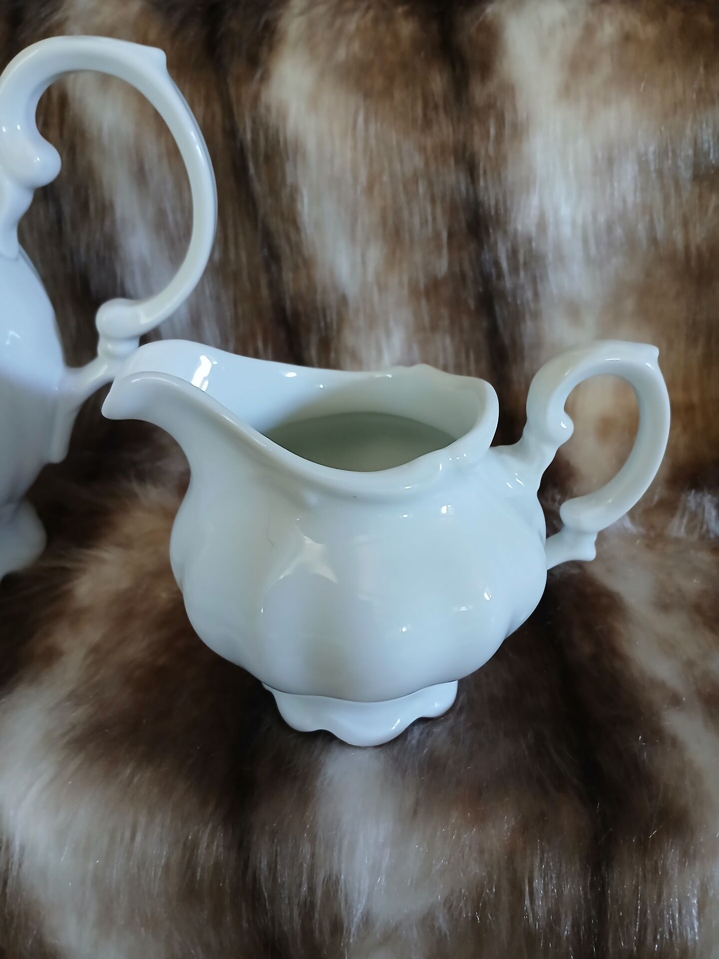 Coffee pot + porcelain milk jug