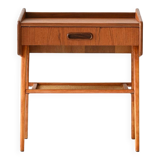 Scandinavian bedside table in teak and rattan