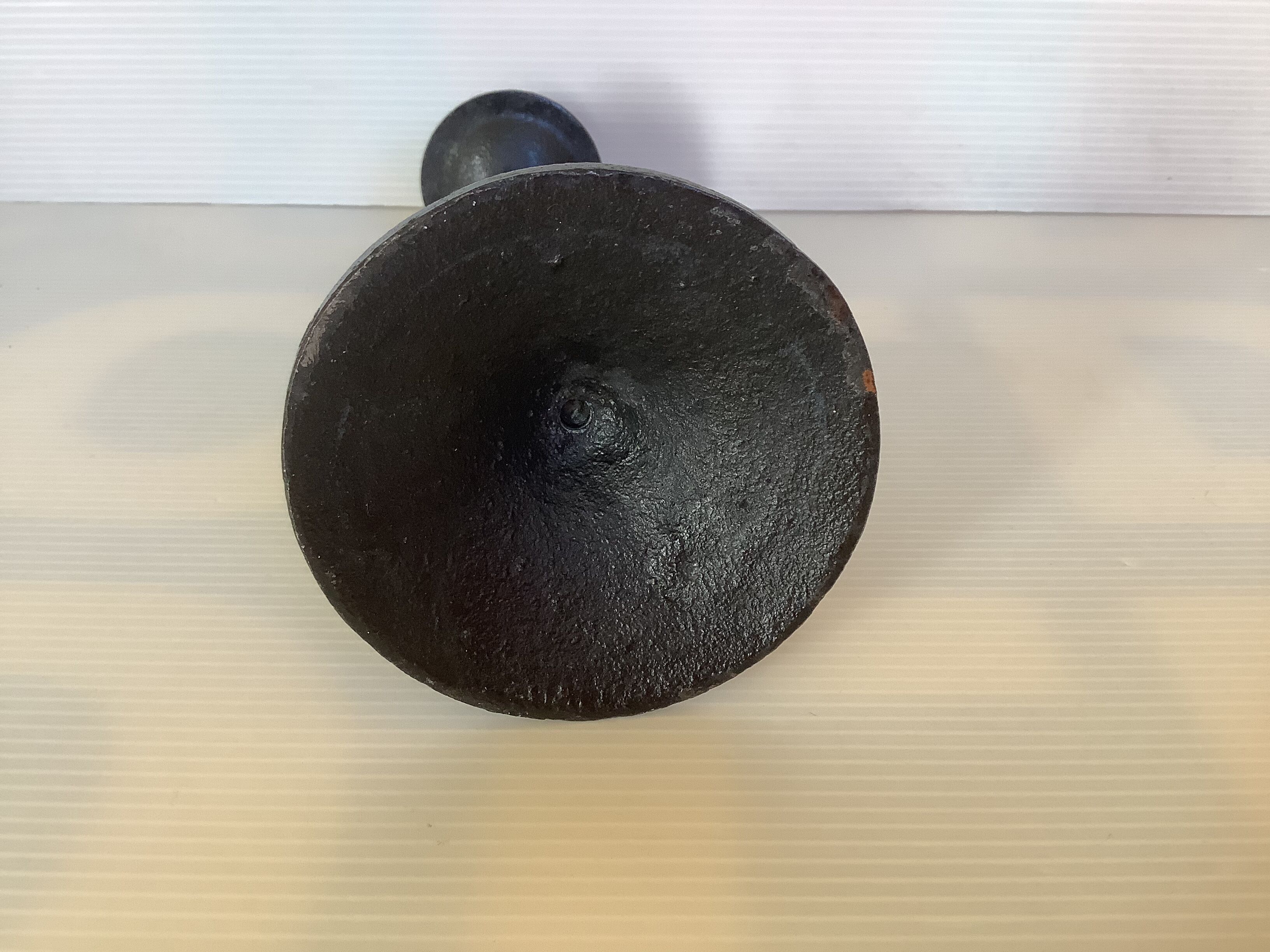 Brutalist black cast iron fish candle holder