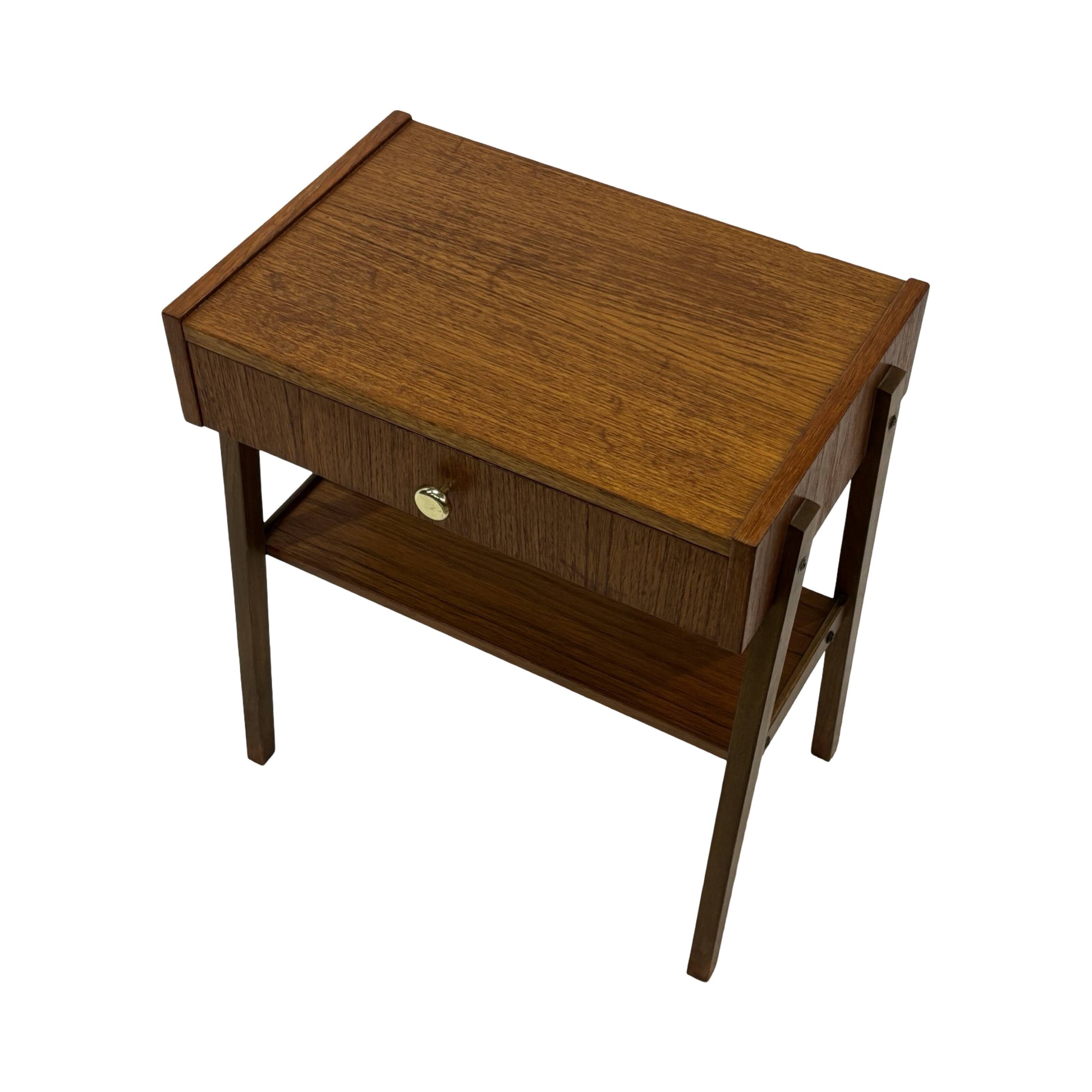 Vintage Compact Cabinet Bedside Table Teak Veneer 1960s