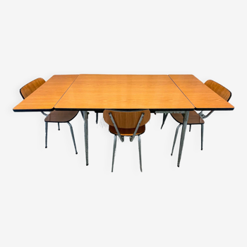 Table formica • 3 chaises & rallonges