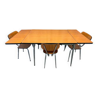 Table formica • 3 chaises & rallonges