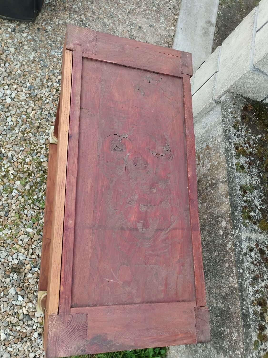 Console in old Empire style with a wooden frame and marble top.
