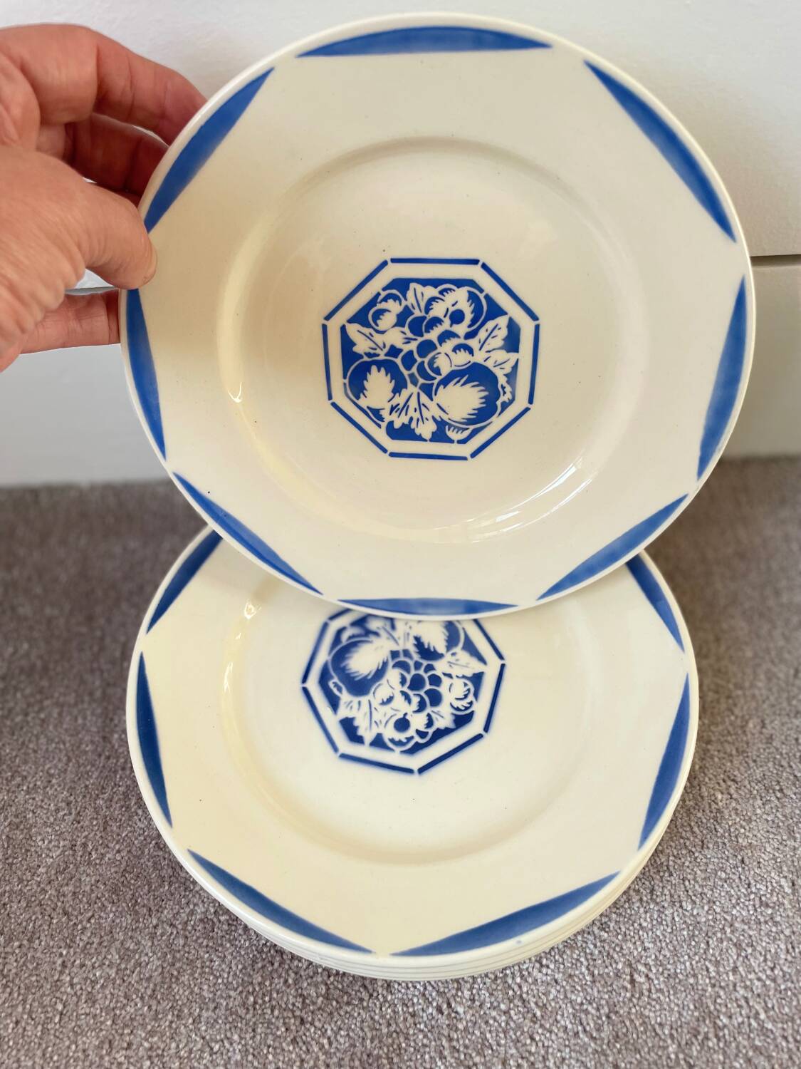 6 K&G Luneville Art Deco Dessert Plates Fructidor Model