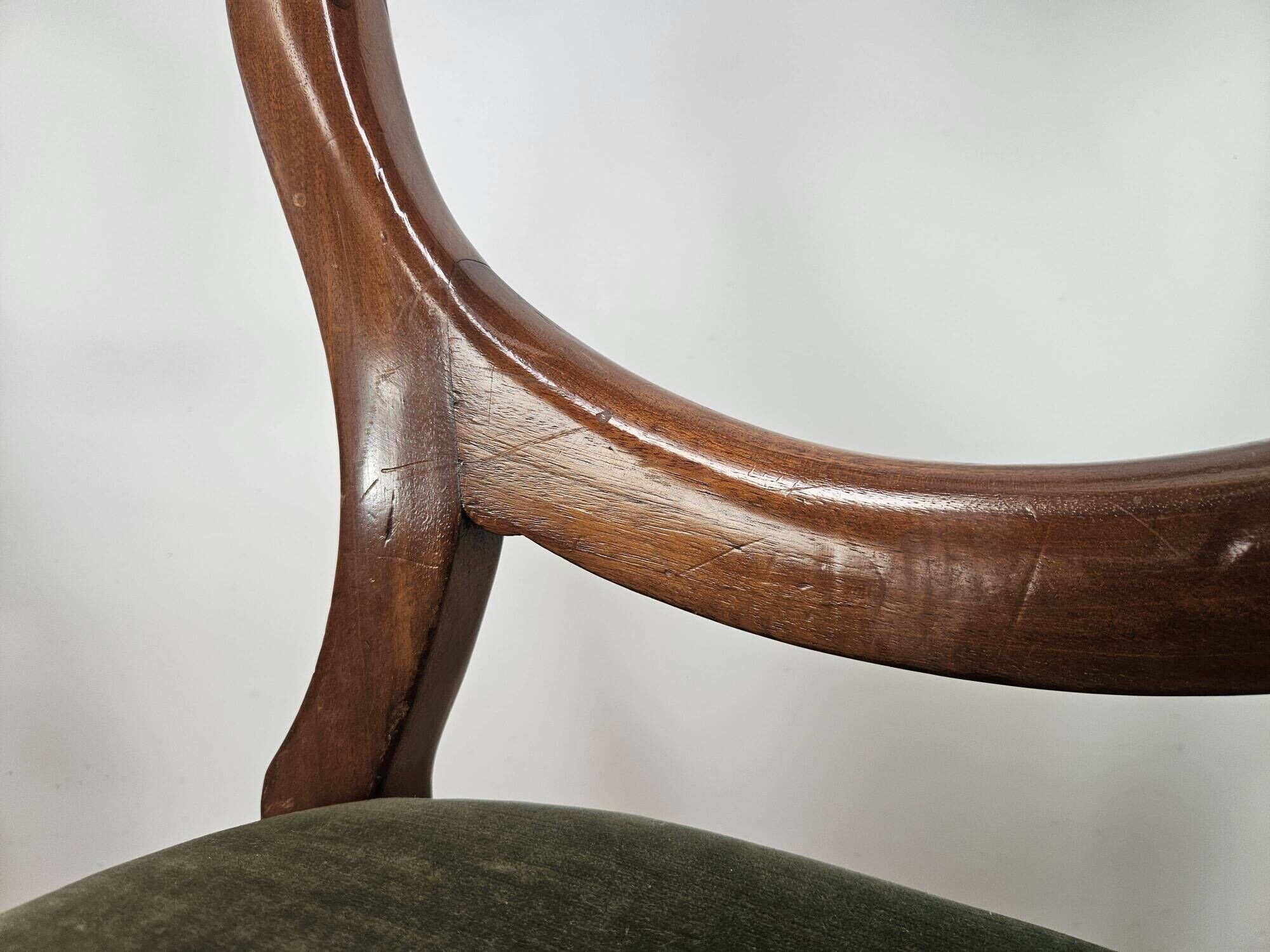 Four solid wood chairs with fabric seats, late 19th century