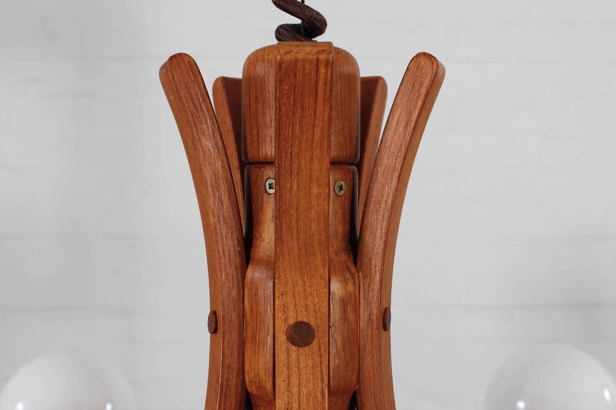 Vintage teak Candela pendant lamp Domus Danish design