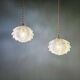 Pair of frosted glass pendant lights, artichoke-shaped, 1960s.