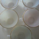 6 large iridescent tea cups with gold edge