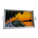 Art Deco tray in reverse painted glass