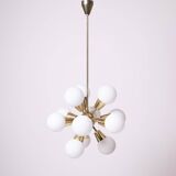 Sputnik Chandelier by Kamenicky Senov, Czechoslovakia, 1970s, Brass / glass