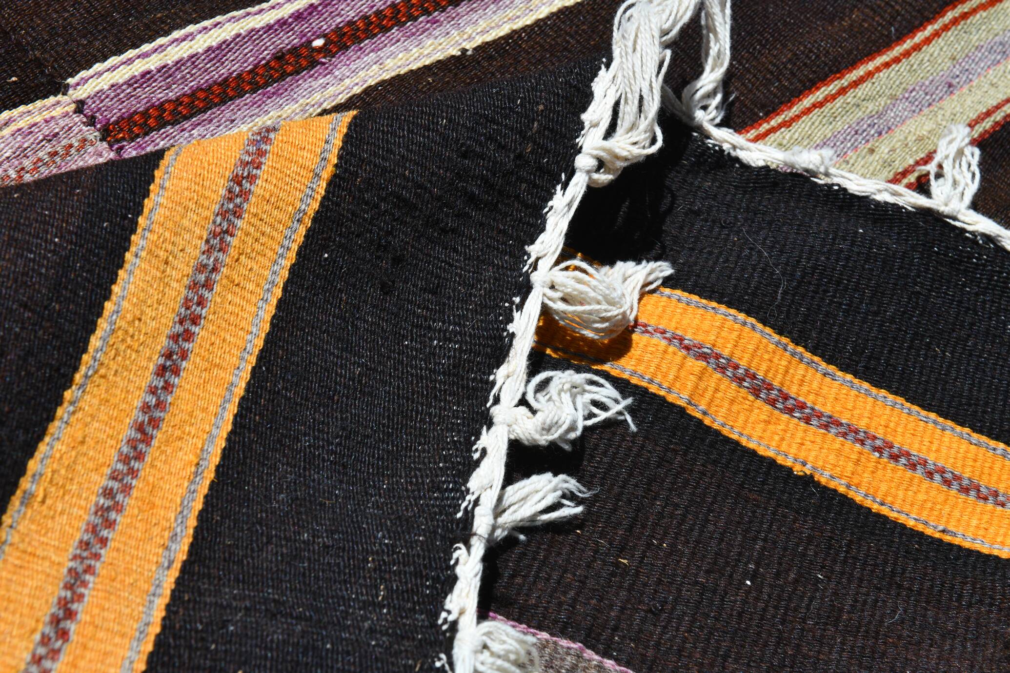 %100 Wool Striped Moroccan Pattern Turkish Kilim Rug, 181x305 Cm