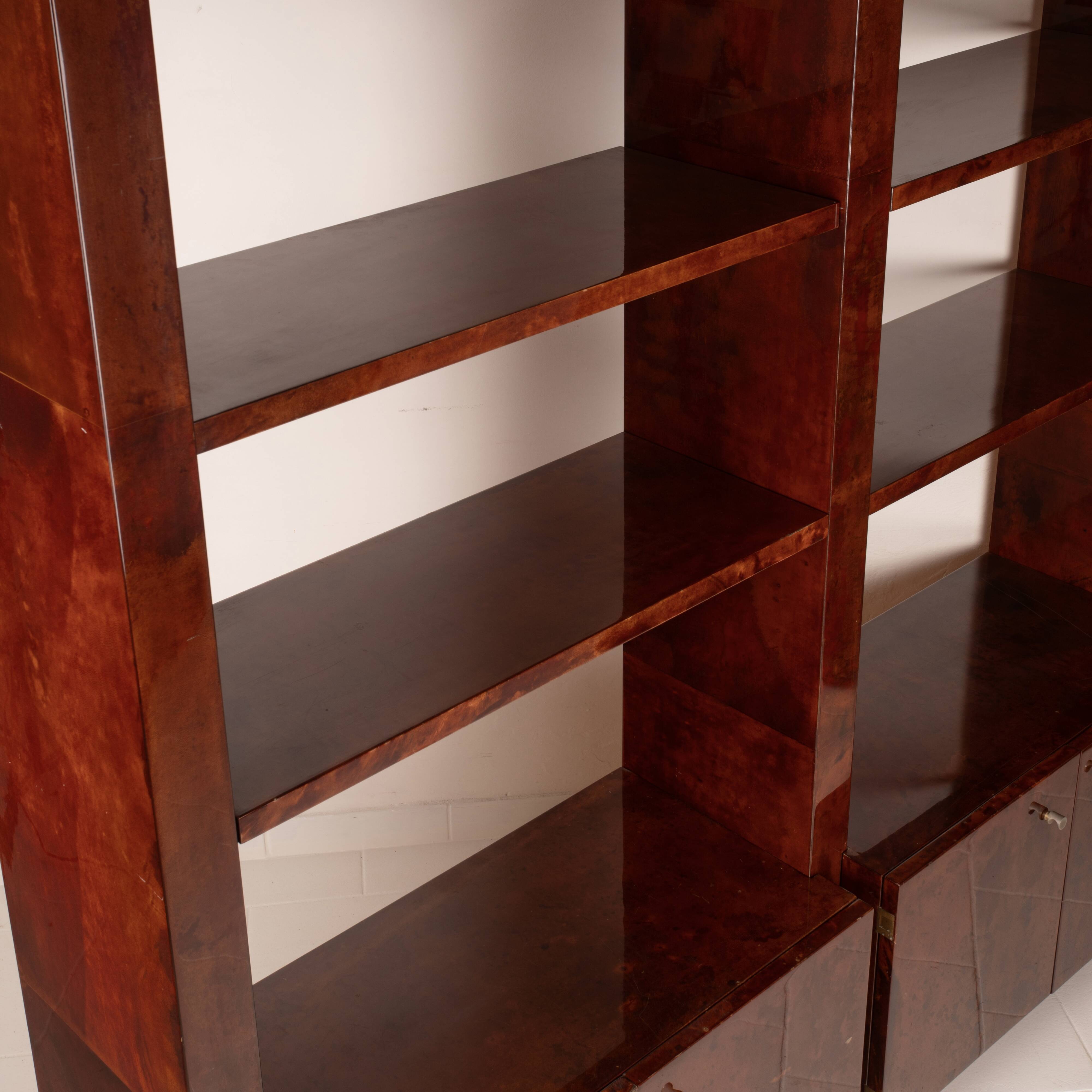 Parchment bookcase by Aldo Tura for Tura Milano 1960