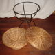 Rattan basket, wicker on foot tripod metal