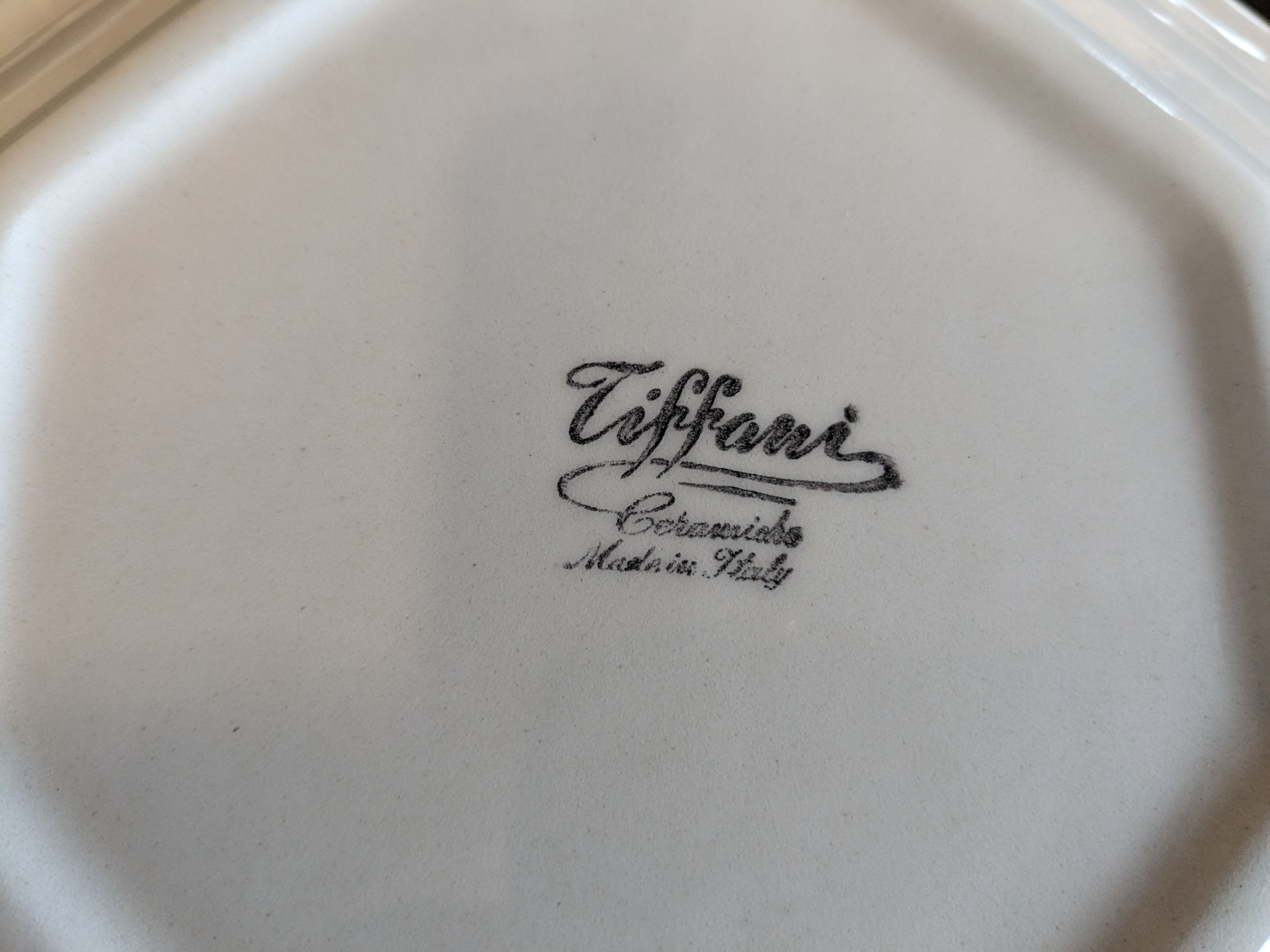 Set of 7 flat plates dessert starter signed from Tiffany Italy