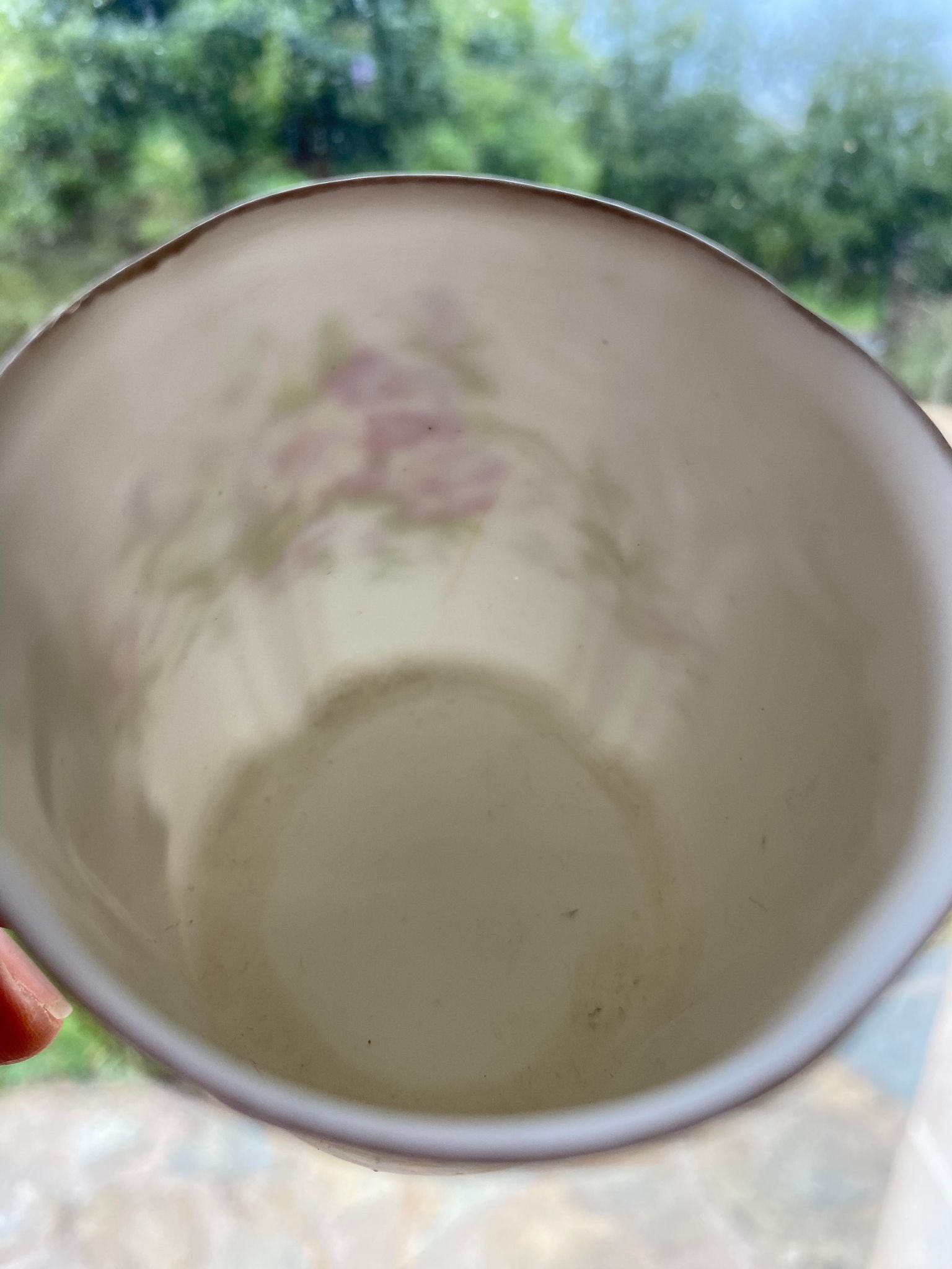 Porcelain cup fine decoration flowers and golden edge