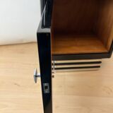 Art Deco Bedside Cabinets in Black Lacquer & Chrome, France, 1930, Set of 2