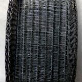 Duo of black wicker baskets