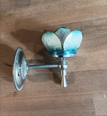 Wall lamp Lotus flower petal mother-of-pearl patinated chrome metal base dp 1123672