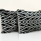 Paire de coussin Ikat Velvet Pillow Cover, Set of Two Geometric Design Silk Lumbar Pillow Cover, Black and B