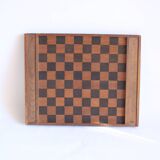 Antique wooden checkers and chess board, 1920s