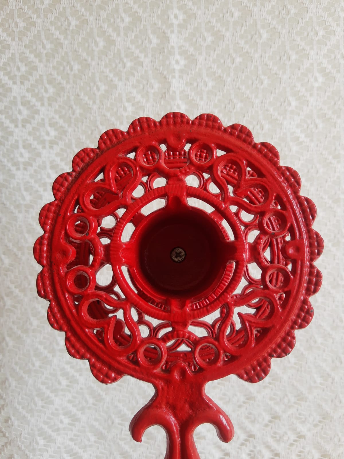 iron candle holder vintage red cellar rat