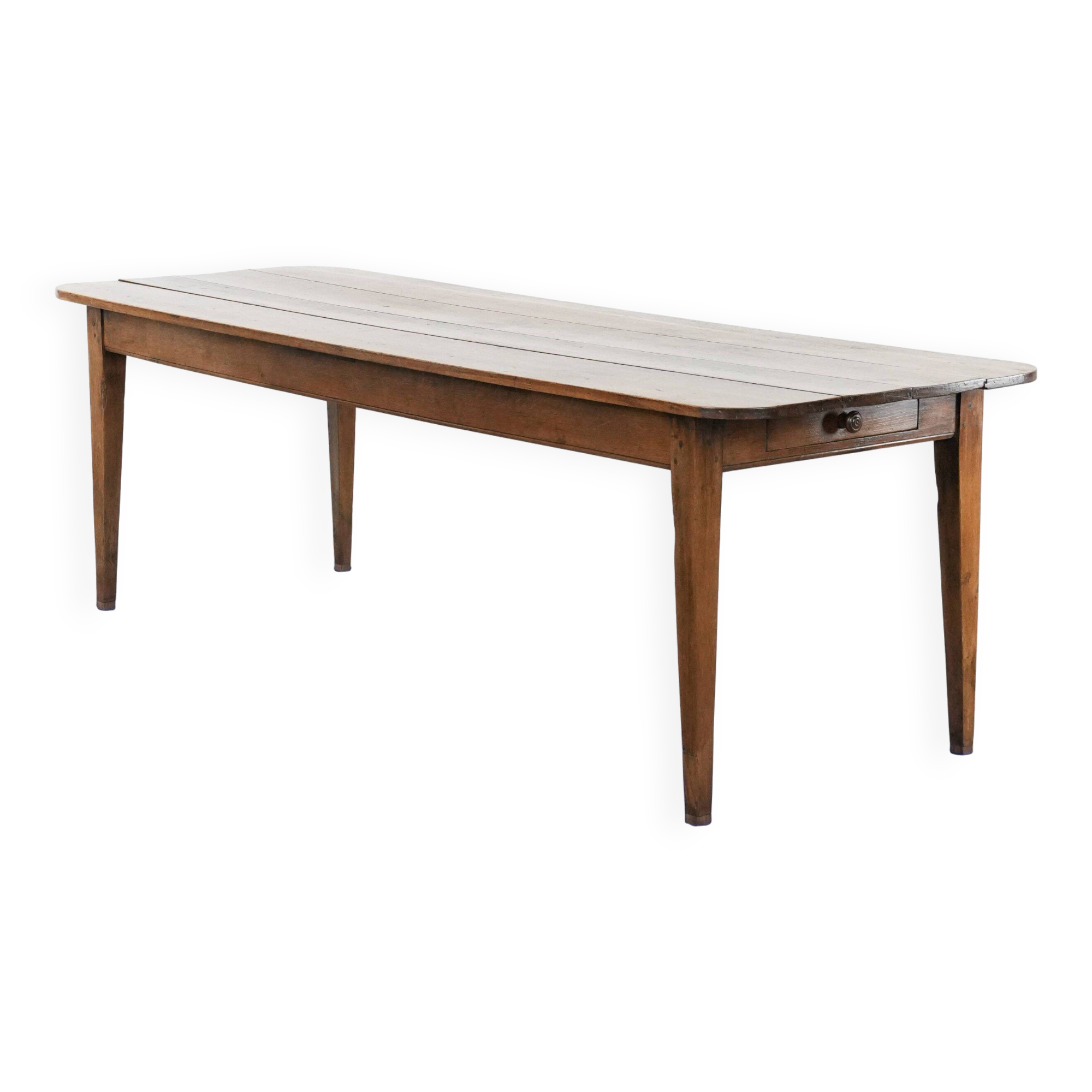 Large antique dining table for 6 to 8 people with two functional drawers