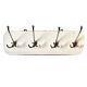Vintage wall coat rack in white Formica - 4 cast aluminum coat hooks