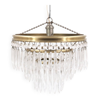 Chandelier with crystal and brass tassels, 1930s