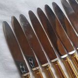 12 Table Knives in Gold Metal
