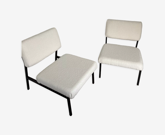 Fauteuils vintage laine bouclée