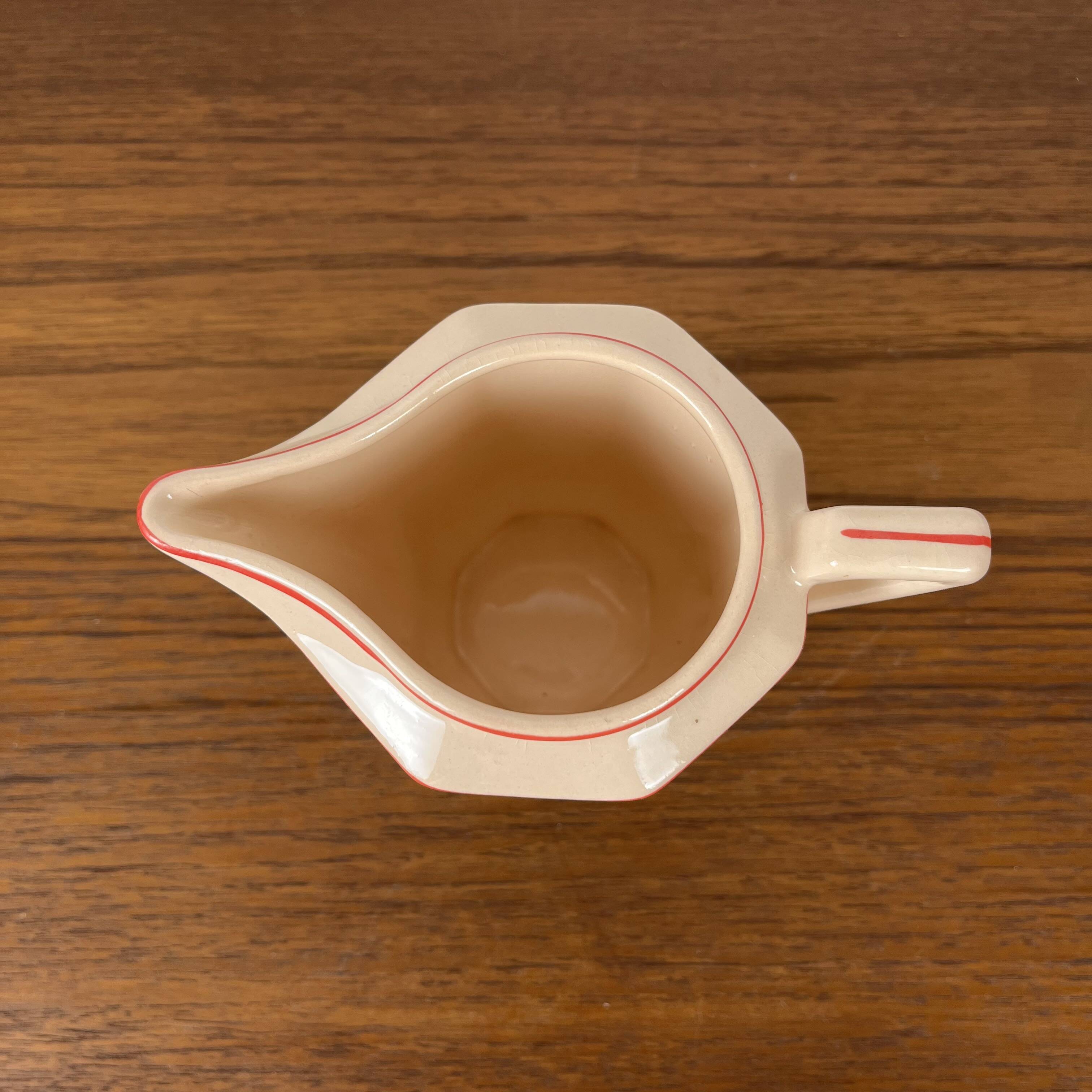 Digoin-Sarrguemines Art Deco pink and red coffee/tea set