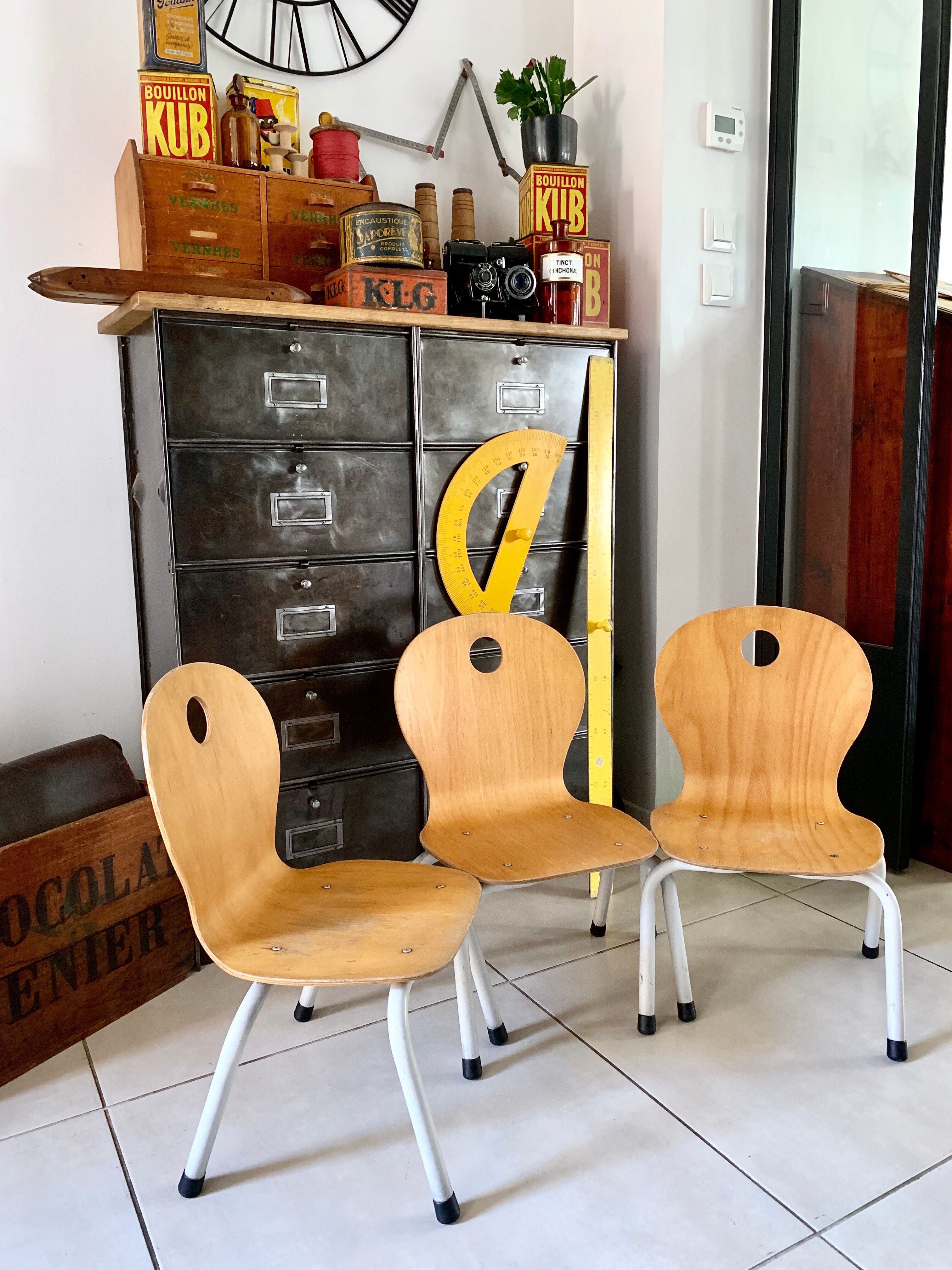 Chaise enfant bois et metal