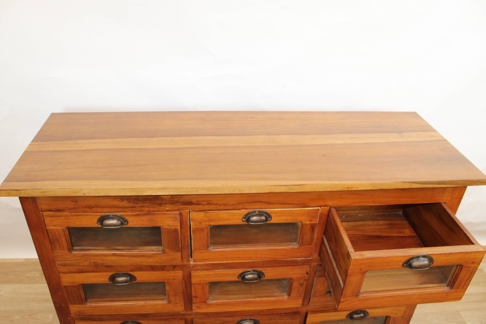 9-drawer chestnut seed cabinet, France 1960