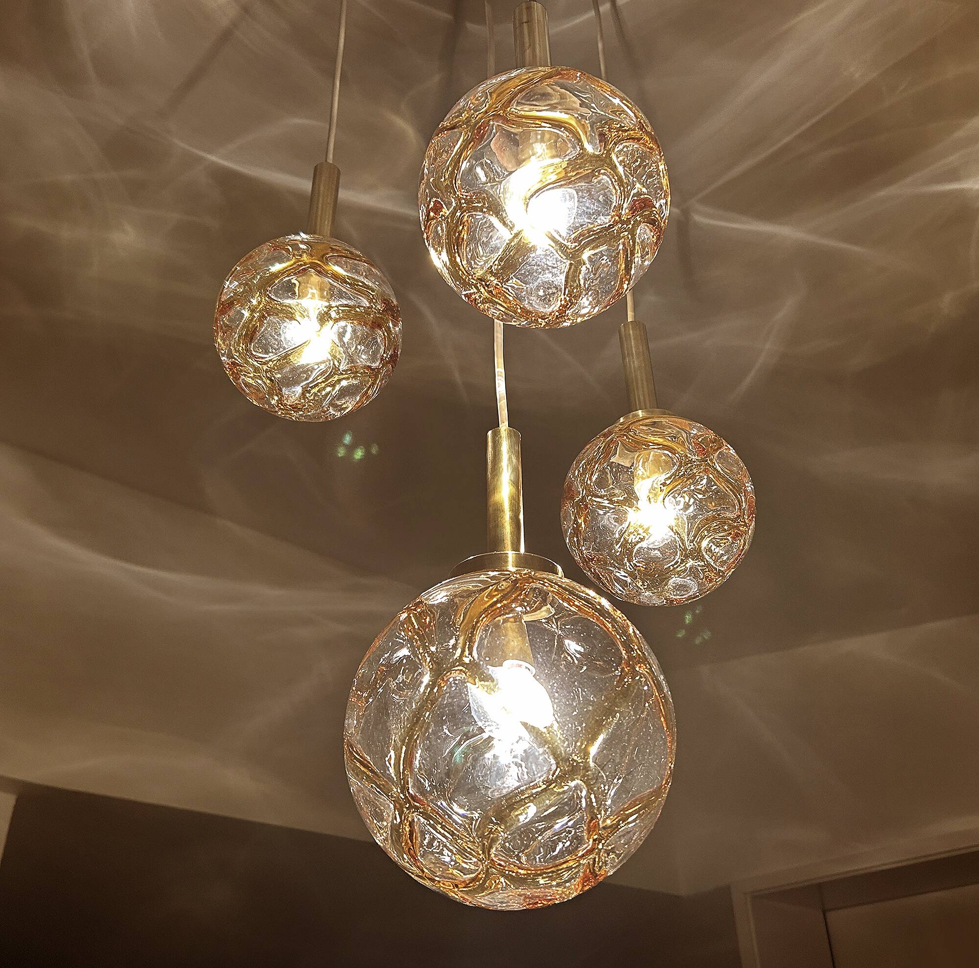 Large Mid Century  Bubble Glass Pendant Light