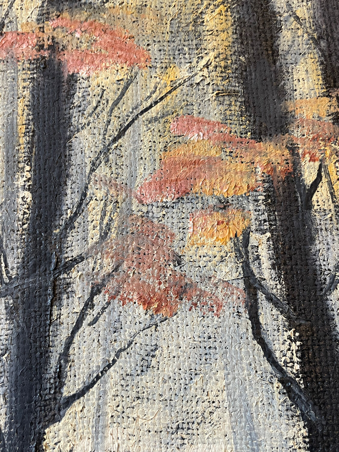 Table painting old forest landscape early 20th century