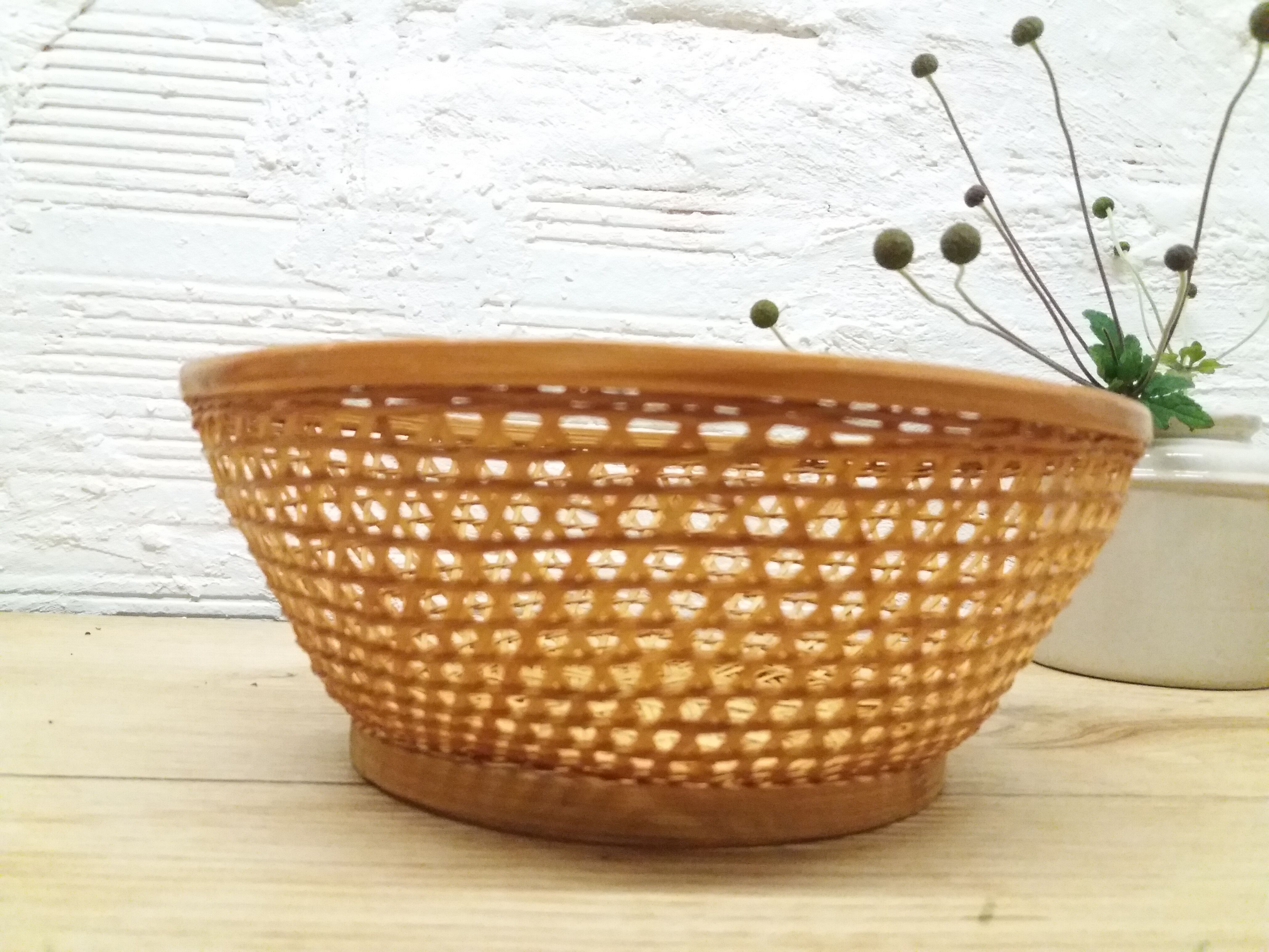 Vintage braided rattan basket