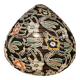 Suspension in printed fabric in the shape of a pear.